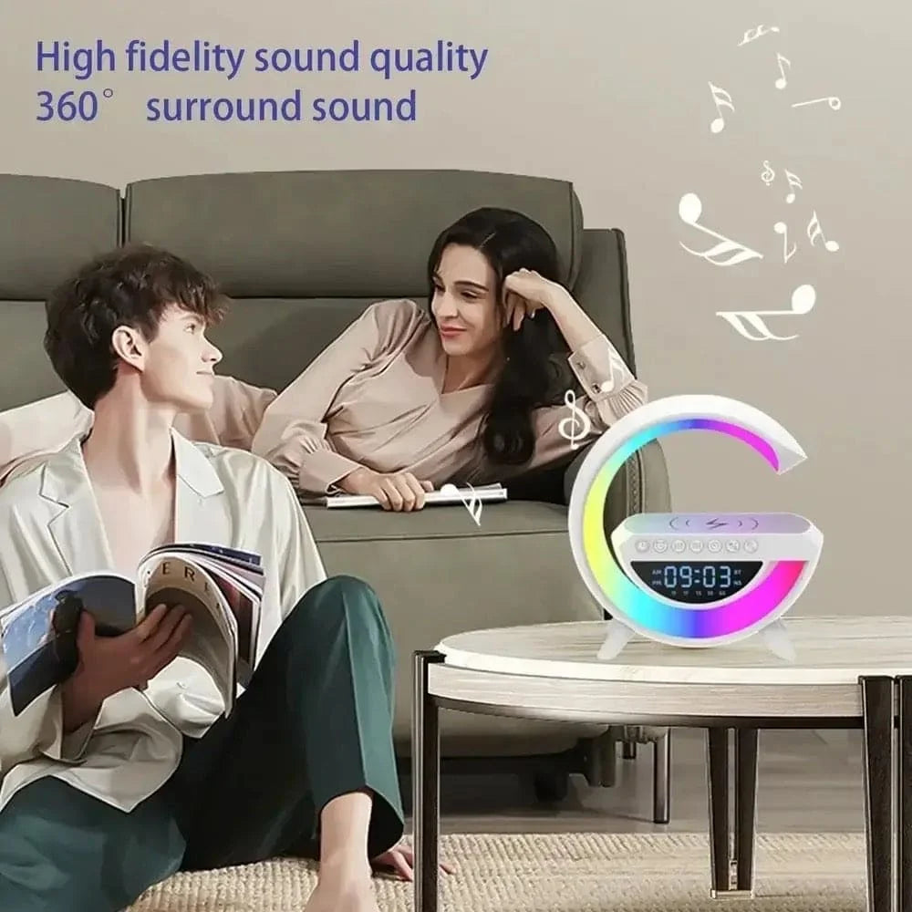 G Lamp Bluetooth Speaker with Digital Clock & RGB Night Light