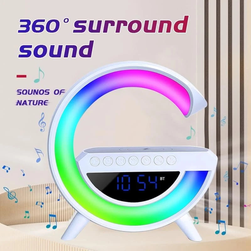 G Lamp Bluetooth Speaker with Digital Clock & RGB Night Light