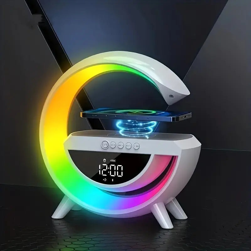 G Lamp Bluetooth Speaker with Digital Clock & RGB Night Light