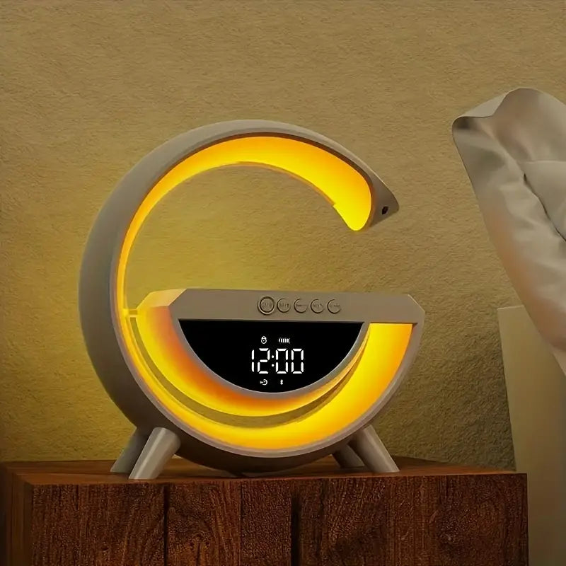 G Lamp Bluetooth Speaker with Digital Clock & RGB Night Light