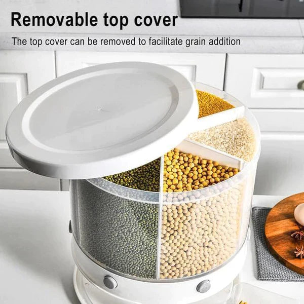 Rotating rice and grain dispenser