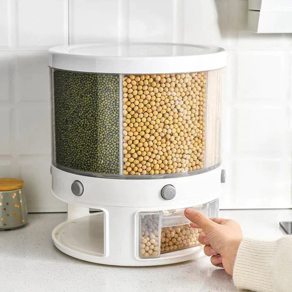 Rotating rice and grain dispenser