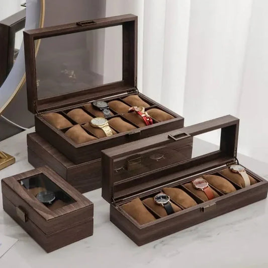 Wooden Leather Watch Storage Box