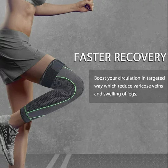 Long Leg Compression Knee Support with Adjustable Strap