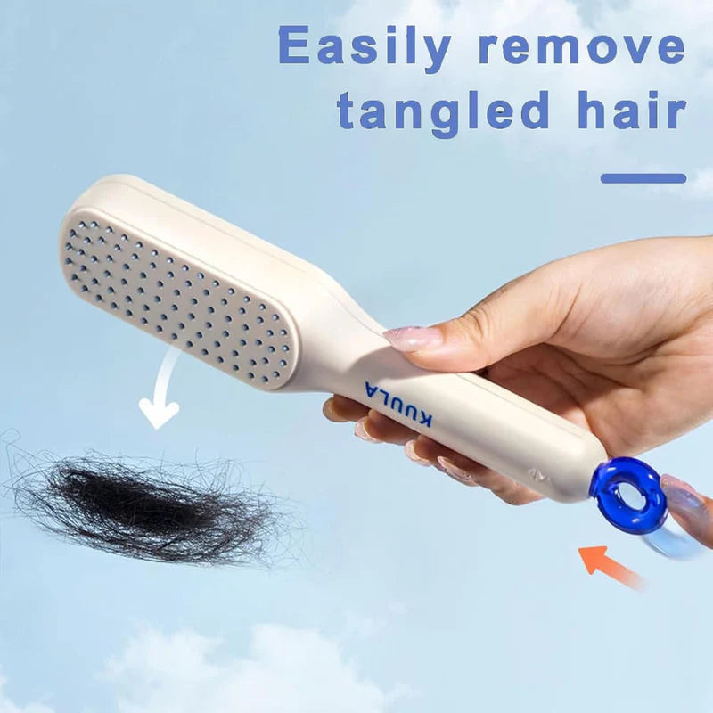 Self Cleaning Hair Brush, One Click Cleaning Telescopic Hair Comb