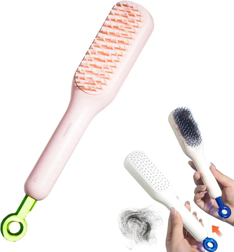 Self Cleaning Hair Brush, One Click Cleaning Telescopic Hair Comb