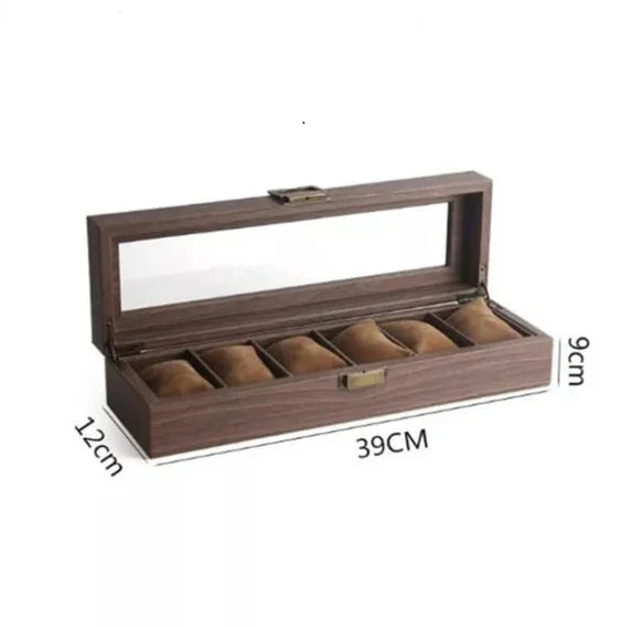 Wooden Leather Watch Storage Box