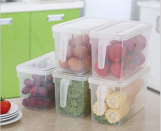 Plastic Rectangular Refrigerator Storage Box with Handle