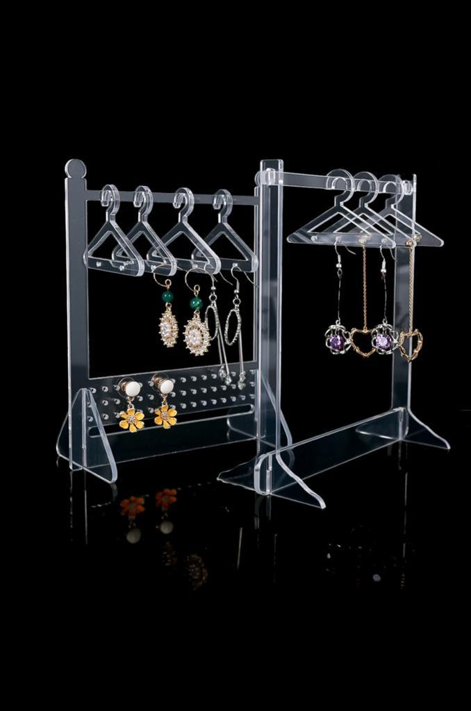 EARRING STAND ORGANIZER ACRYLIC WITH 8 MINI HANGERS