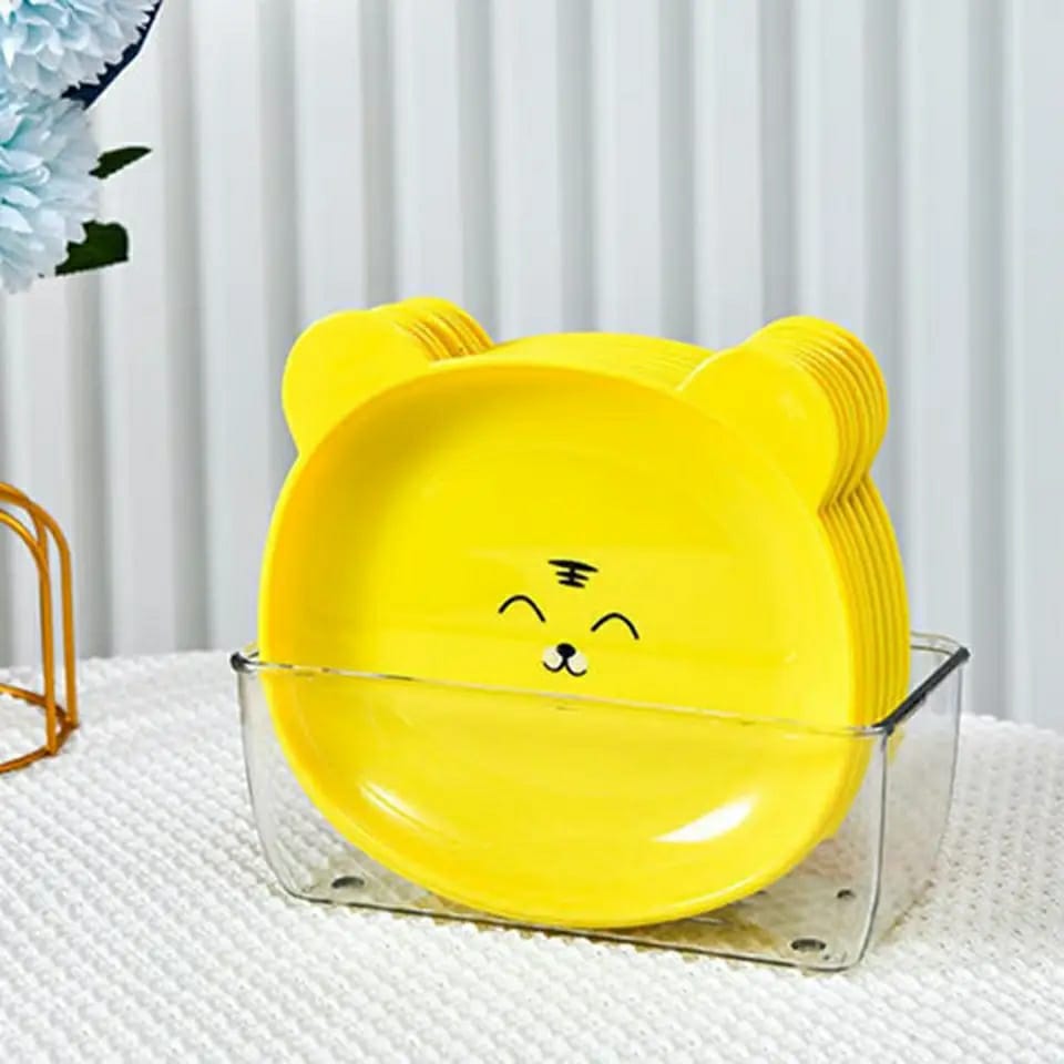 Mini Cute Cartoon Shape Bear Spit Bone Dish Creative Desktop Trash Tray Snack Food Residue Fruit Plate Kawaii Kitchen Tableware Pack of 8