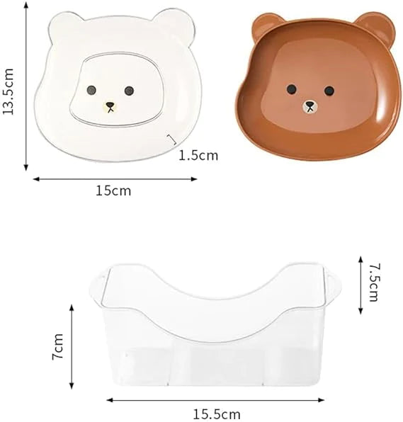 Mini Cute Cartoon Shape Bear Spit Bone Dish Creative Desktop Trash Tray Snack Food Residue Fruit Plate Kawaii Kitchen Tableware Pack of 8