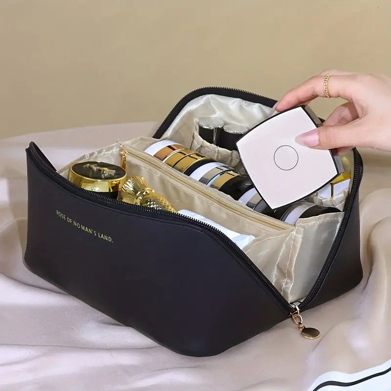 Leather Travel Portable Large Capacity Makeup Bag