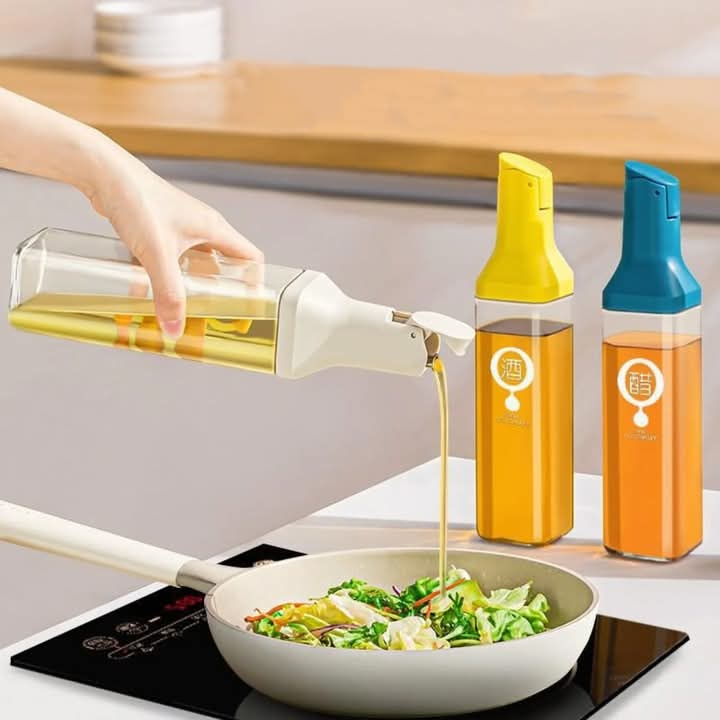 Auto opening oil and vinegar bottle