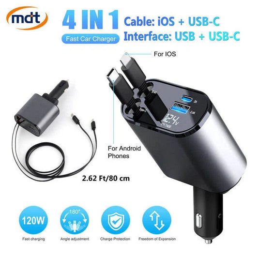4 In 1 Retractable Car Charger