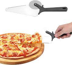 CAKE LIFTER WITH WHEEL PIZZA CUTTER 2 IN 1 STAINLESS STEEL