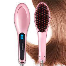 Electric fast hair brush straightener