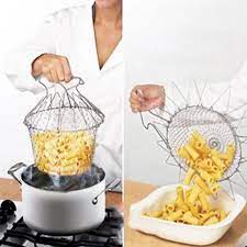 Multifunction Foldable Steam Rinse Strain Fry French Chef Basket Drainer Magic Basket Mesh Basket Strainer Net Kit