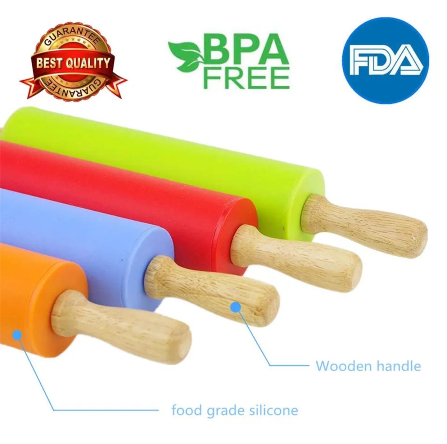 Wooden Rolling Pin Silicone Rolling Pin Dough Roller Pastry Fondant Roller Pin Silicone Rolling Mat Cake Cookie Baking