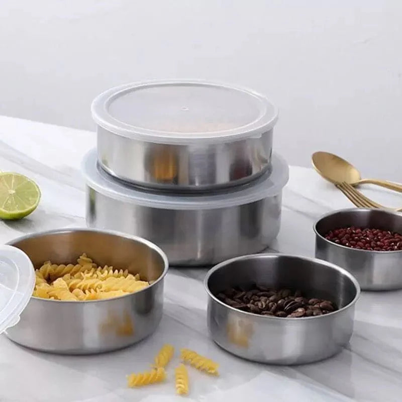 Set of 5 Stainless Steel Bowl Set  With Lids