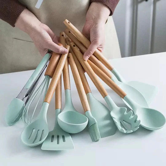 12 Pcs Silicone Cooking Utensils Kitchen Utensil Set for Nonstick Cookware