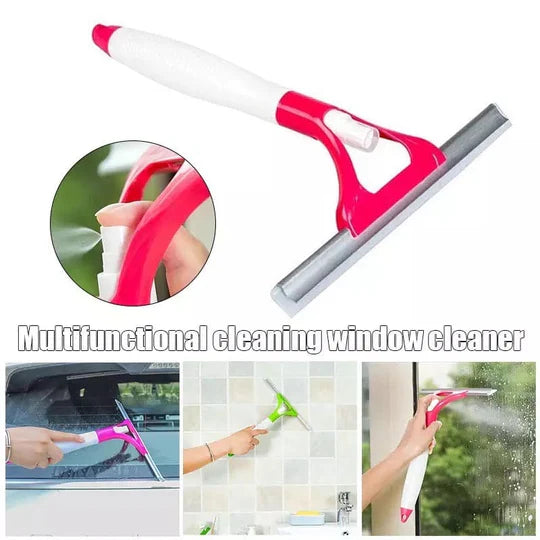 Multifunctional Glass Cleaner, 2 in 1 Spray Wiper, Glass Window Scraper