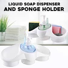 3 In 1 Plastic Dish Soap Dispenser with Sponge Holder