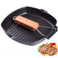 24cm Non-Stick Cast Iron Steak Frying Pan Folding Wooden Handle Fry Pan