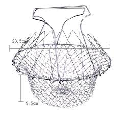 Multifunction Foldable Steam Rinse Strain Fry French Chef Basket Drainer Magic Basket Mesh Basket Strainer Net Kit