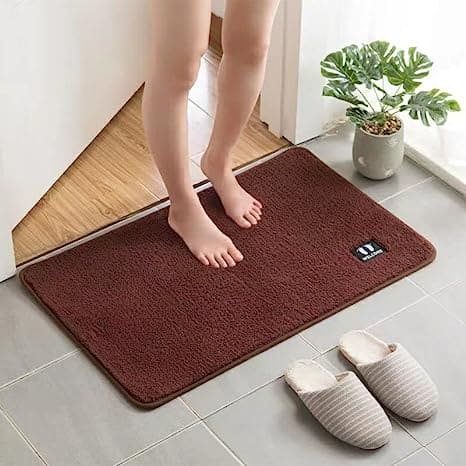 Fluffy Non-Slip Bath Mat, Soft Absorbent Microfiber Rug, Washable Anti-Skid Bathroom Mat