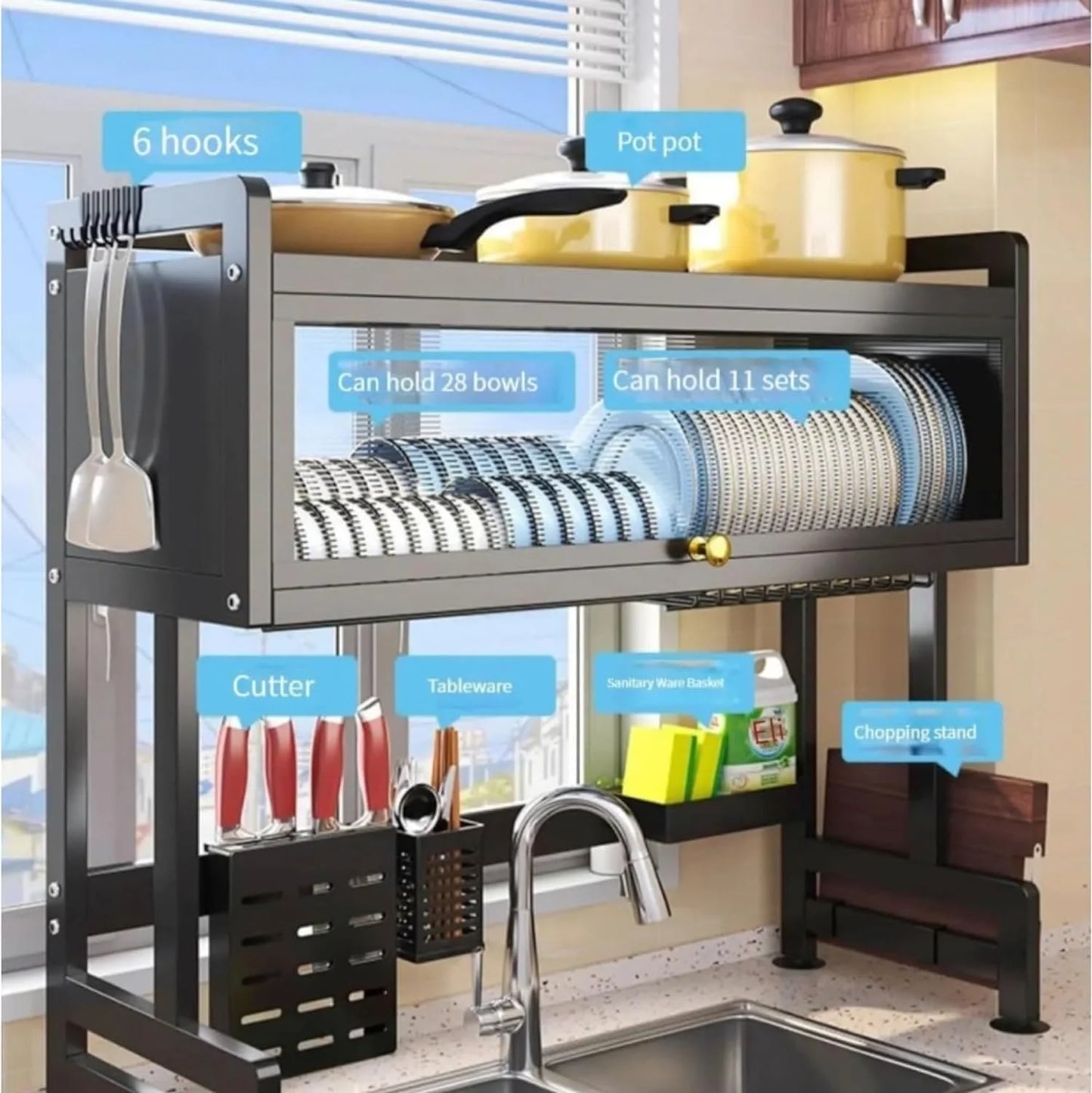 Multifunctional Over-Sink Dish Rack | Expandable & Space-Saving Storage