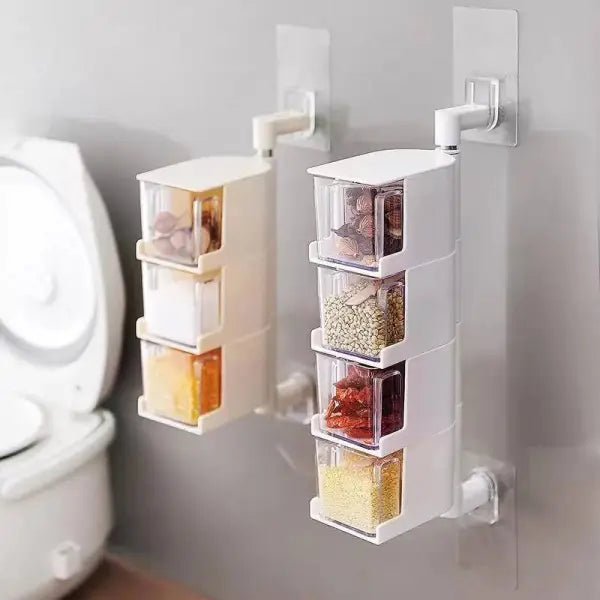 4 Layer Acrylic Rotatable Kitchen Spice Rack