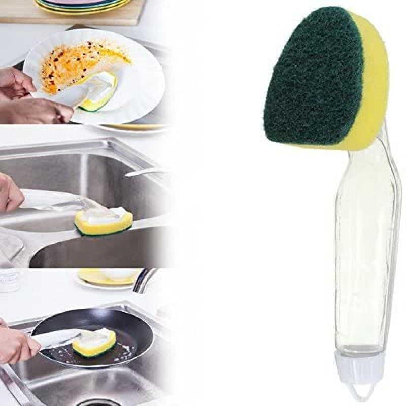 Dish Washing Tool Soap Dispenser Handle Practical Refillable Bowls Sponge Brush Cleaning Tools