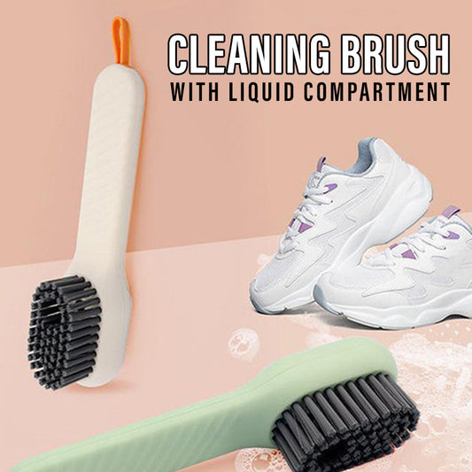 Multifunctional Cleaning Brush with Liquid Compartment | Soft Fur Brush with Soap Dispenser