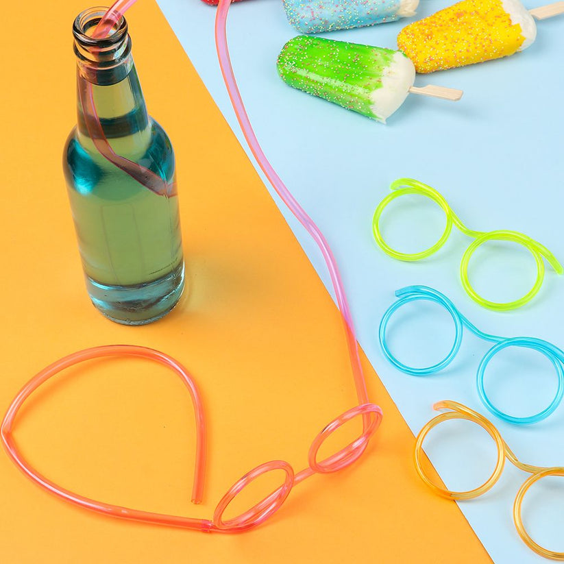 1PC New Creative Funny Soft Flexible Glasses Straw.