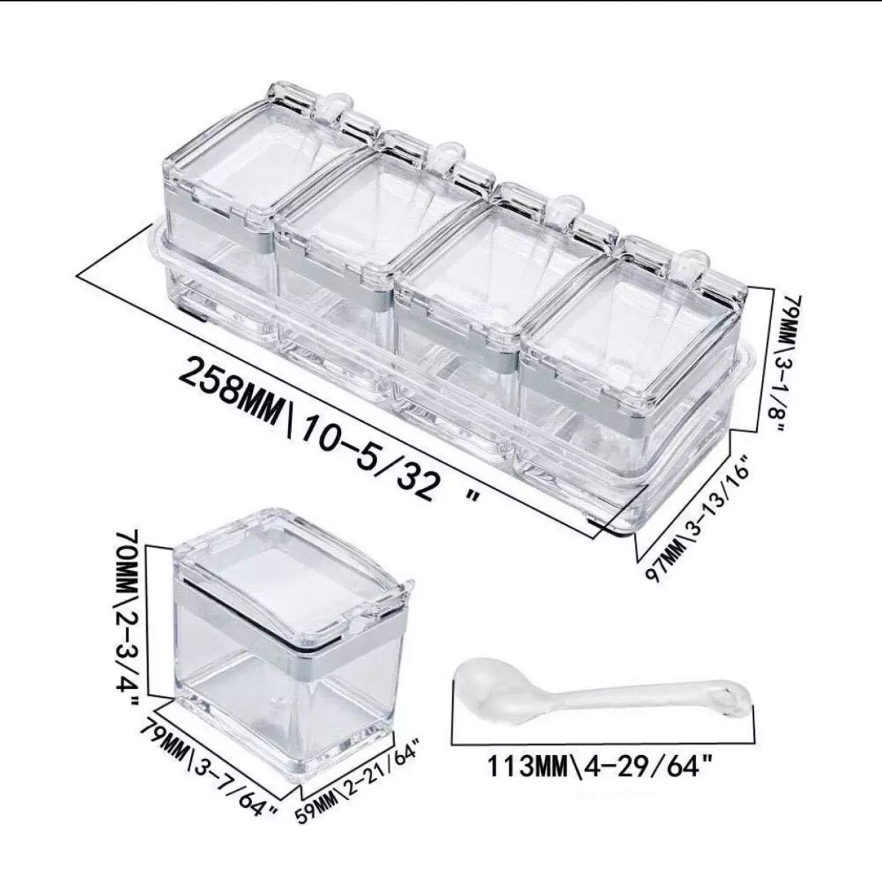 4pcs Crystal Spice Box