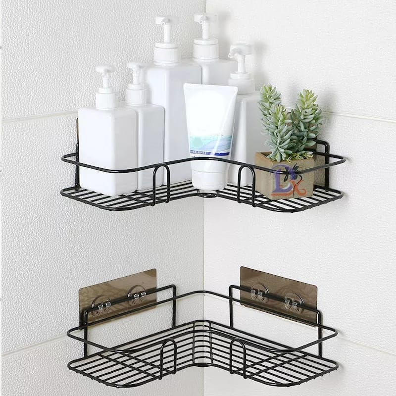 Self-adhesive wall corner rack