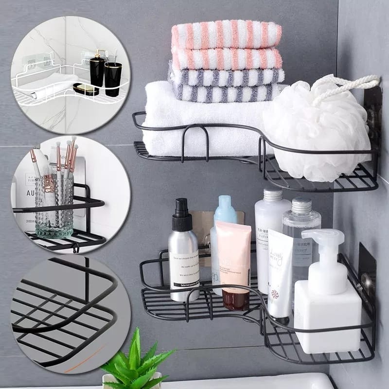 Self-adhesive wall corner rack