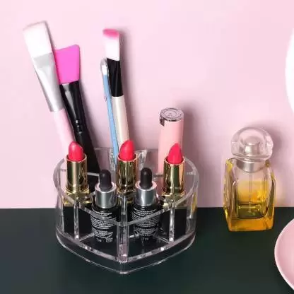 Heart Shape Clear Acrylic Makeup Organizer.