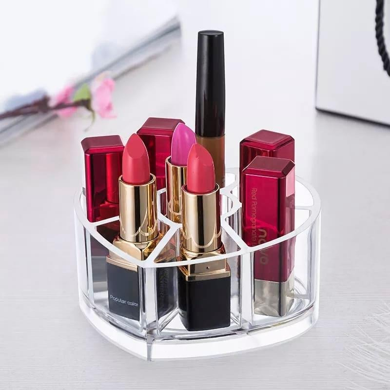 Heart Shape Clear Acrylic Makeup Organizer.