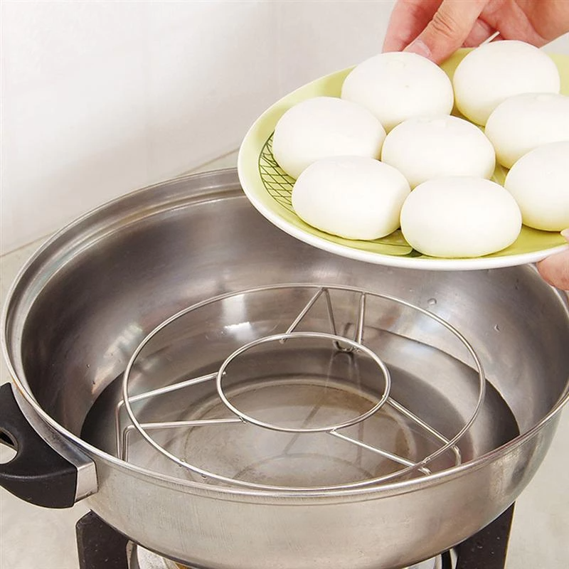 Home Kitchen Multi-functional Stainless Steel Round Cookware Steamer Rack