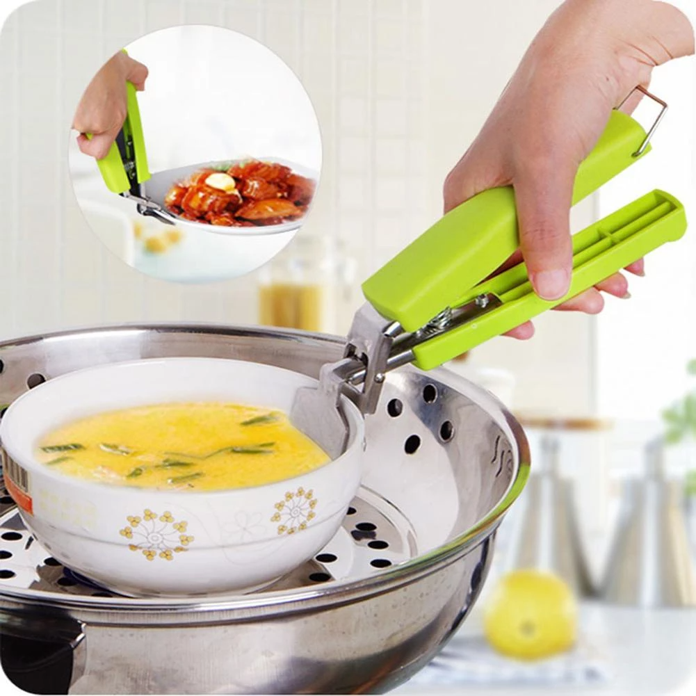 Hot Dish Plate Bowl Clip Hot Bowl Holder Dish Clamp Pot Pan Gripper Clip Silicone Handle.